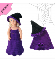 Halloween doll clothes patterns ''ISABELLA'' 18 inch Dress Shoes Hat pattern Purple Dress 