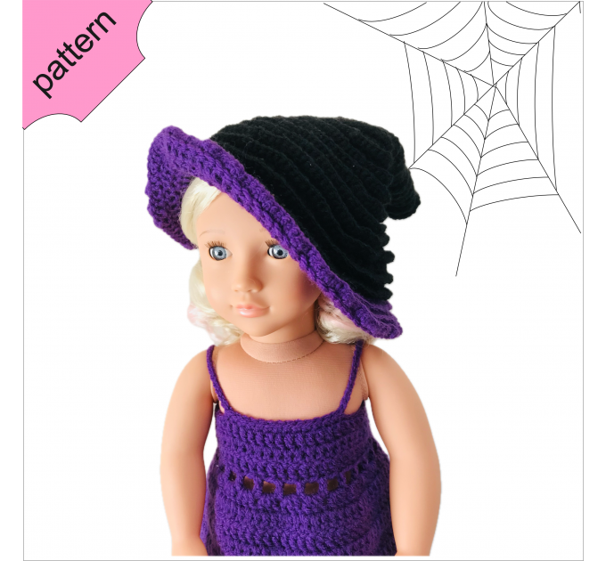 Halloween doll clothes patterns ''ISABELLA'' 18 inch Dress Shoes Hat pattern Purple Dress 