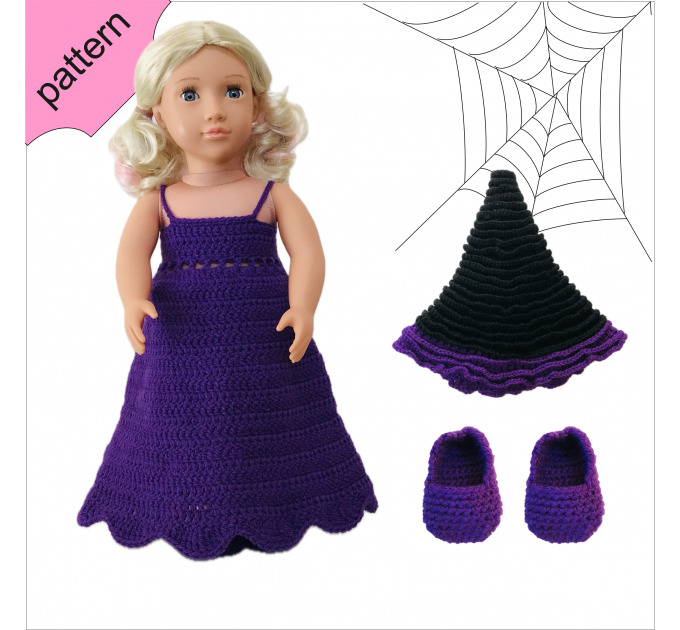 Halloween doll clothes patterns  'OPHELIA''18 inch Dress Shoes Hat pattern Purple Dress ''OPHELIA''