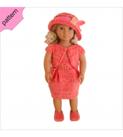 Crochet doll clothes pattern 18 inch Dress Shoes Hat Crochet pattern Pink Dress ''ELEANORE'' 