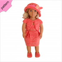 Crochet doll clothes pattern 18 inch Dress Shoes Hat Crochet pattern Pink Dress ''ELEANORE'' 