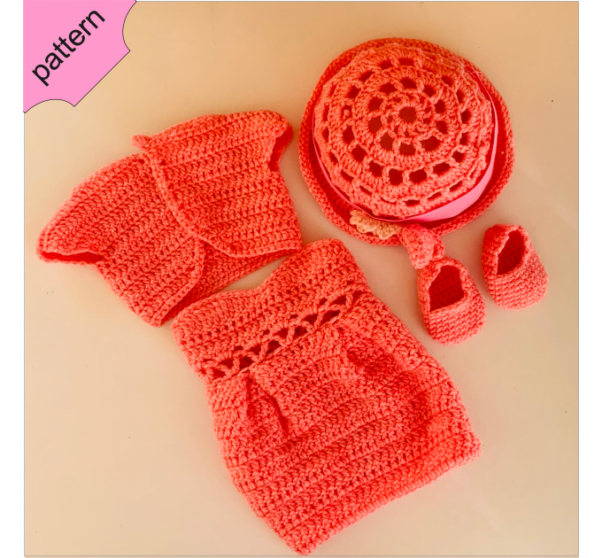 Crochet doll clothes pattern 18 inch Dress Shoes Hat Crochet pattern Pink Dress ''ELEANORE'' 