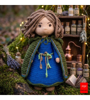 Crochet Green Witch Doll Amigurumi Herbalist Pattern 