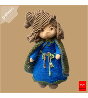 Crochet Green Witch Doll Amigurumi Herbalist Pattern 