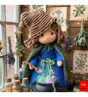 Crochet Green Witch Doll Amigurumi Herbalist Pattern 
