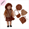 Crochet doll clothes pattern ''AVA'' 18 inch  brown top, beret, skirt and bag