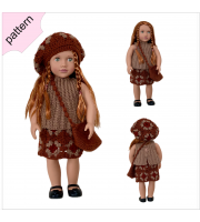 Crochet doll clothes pattern ''AVA'' 18 inch  brown top, beret, skirt and bag