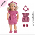 Crochet doll clothes pattern 18 inch Dress Shoes Headband Crochet  pattern Rose pink Dress ''BRIGITA''