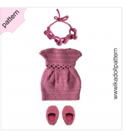 Crochet doll clothes pattern 18 inch Dress Shoes Headband Crochet  pattern Rose pink Dress ''BRIGITA''