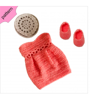 Crochet doll clothes pattern 18 inch Dress Shoes Hat Crochet pattern Pink Dress ''DAISY'' 