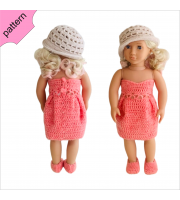 Crochet doll clothes pattern 18 inch Dress Shoes Hat Crochet pattern Pink Dress ''DAISY'' 