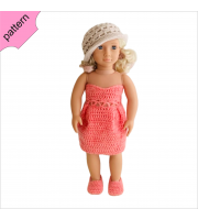 Crochet doll clothes pattern 18 inch Dress Shoes Hat Crochet pattern Pink Dress ''DAISY'' 