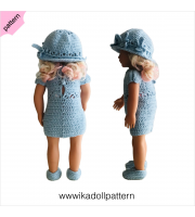 Crochet doll dress pattern ''Aisling'' 18 inch Dress Shoes Hat bracelet pattern Blue Dress ''Aisling'' 