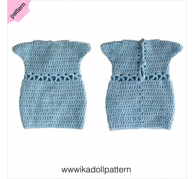 Crochet doll dress pattern ''Aisling'' 18 inch Dress Shoes Hat bracelet pattern Blue Dress ''Aisling'' 