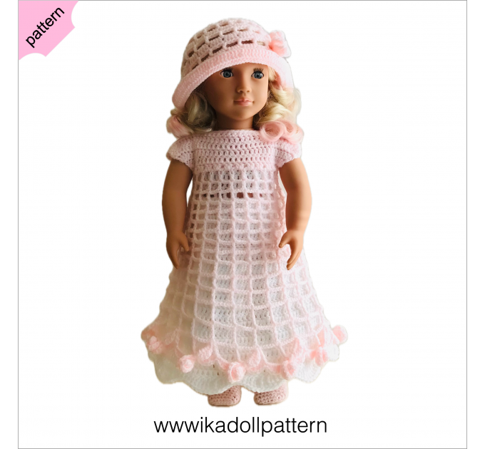 Crochet doll clothes pattern 18 inch Pink Dress ''Emma''