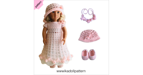 Crochet doll clothes pattern 18 inch Pink Dress ''Emma'' Crochet doll clothes pattern 18 inch Pink Dress ''Emma''