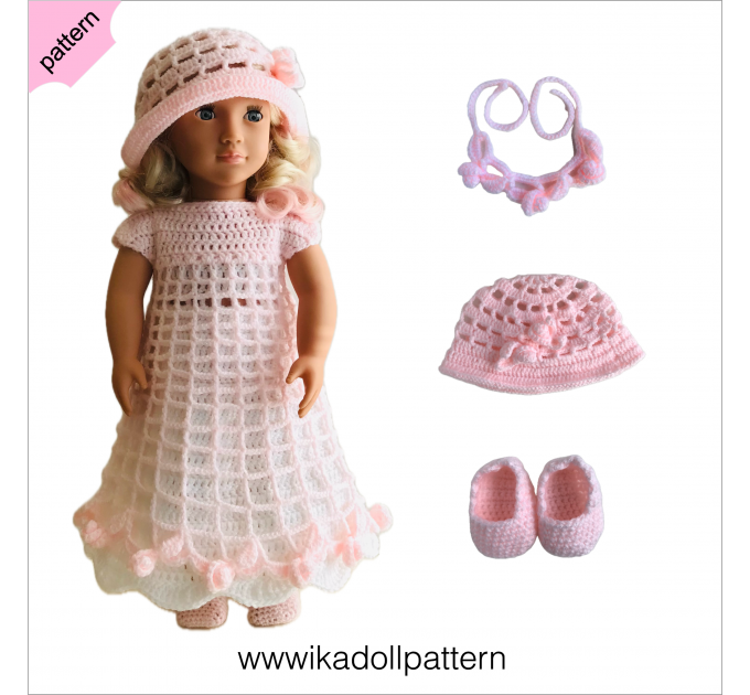 Crochet doll clothes pattern 18 inch Pink Dress ''Emma''