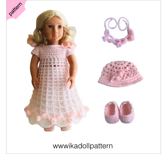 Crochet doll clothes pattern 18 inch Pink Dress ''Emma''