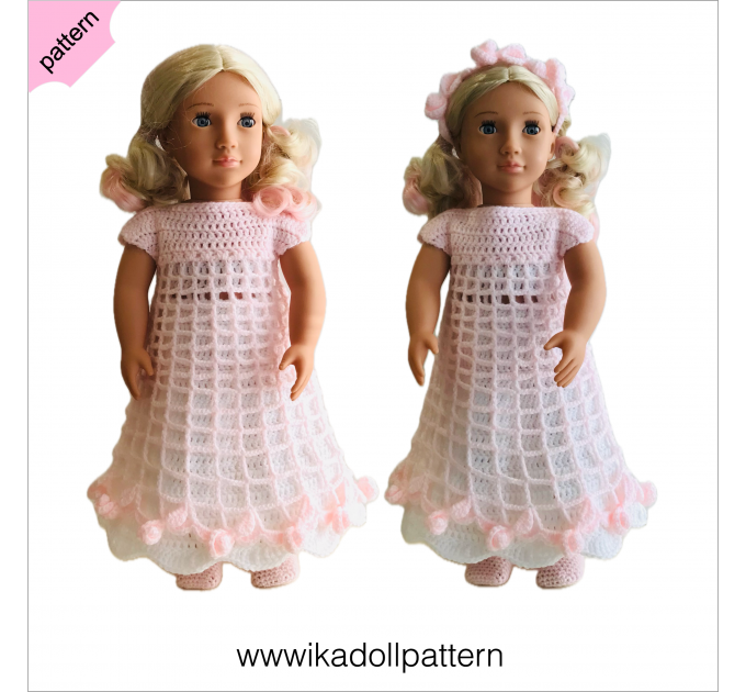 Crochet doll clothes pattern 18 inch Pink Dress ''Emma''