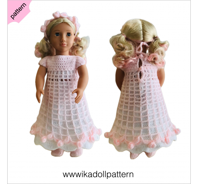 Crochet doll clothes pattern 18 inch Pink Dress ''Emma''