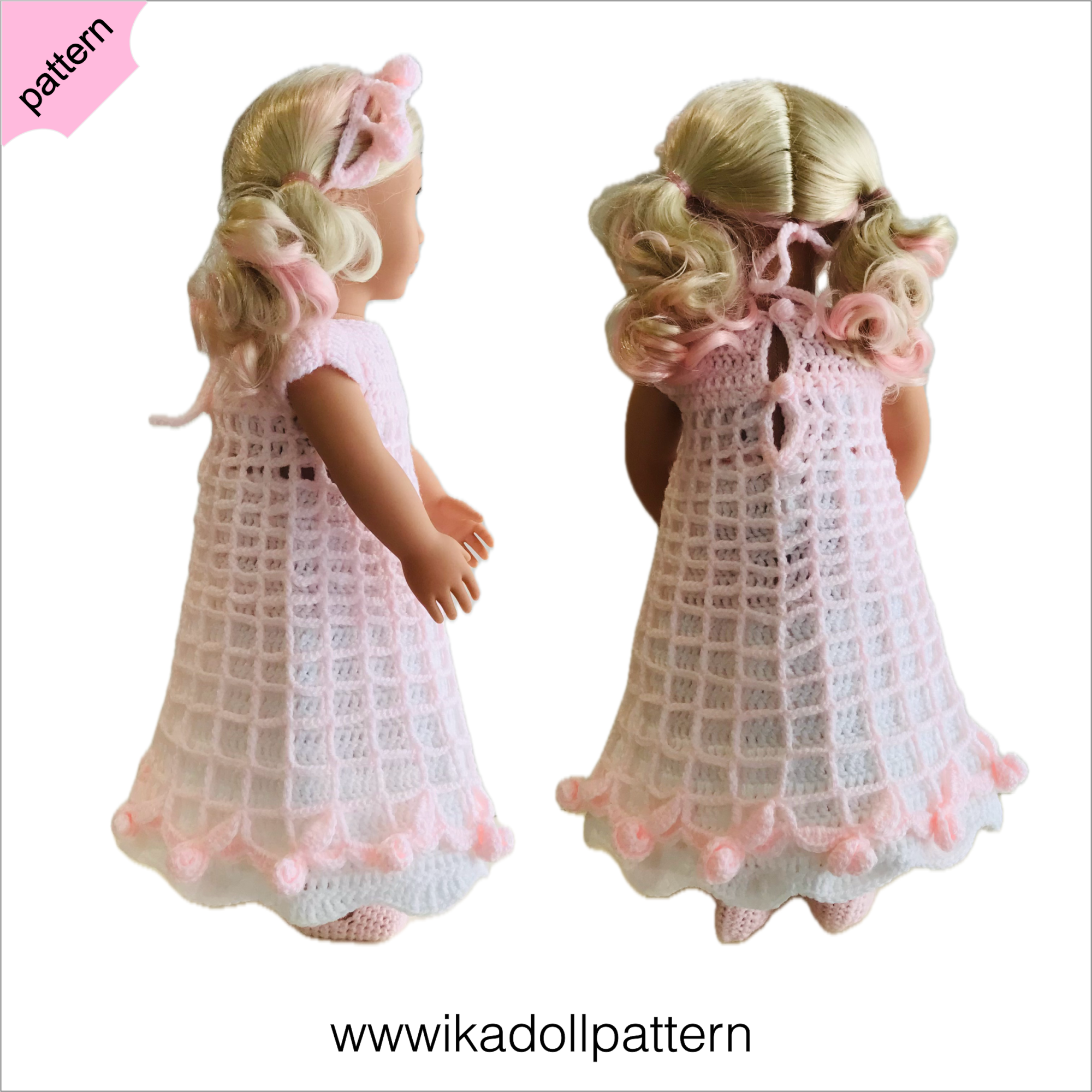 Crochet doll clothes pattern 18 inch Pink Dress ''Emma'' Crochet doll clothes pattern 18 inch Pink Dress ''Emma''