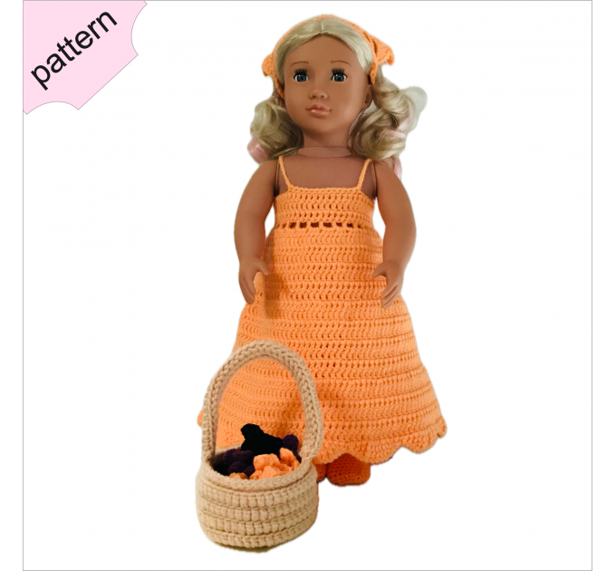 Halloween doll clothes patterns 18 inch Dress Shoes Headband coaster Bag pattern Orange Dress ''FIONA''