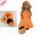 Halloween doll clothes patterns 18 inch Dress Shoes Headband coaster Bag pattern Orange Dress ''FIONA''