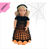 Halloween doll clothes patterns 18 inch Dress Shoes Headband pattern Orange Dress ''OLIVIA'