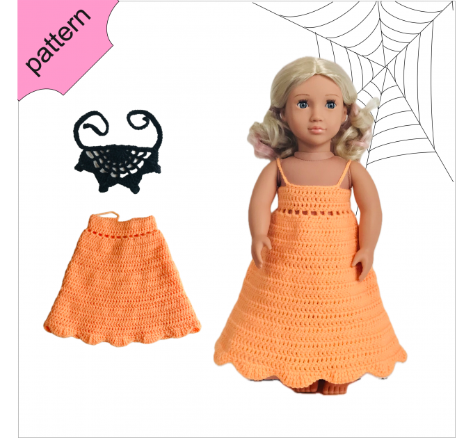 Halloween doll clothes patterns 18 inch Dress Shoes Headband pattern Orange Dress ''OLIVIA'