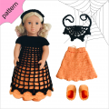 Halloween doll clothes patterns 18 inch Dress Shoes Headband pattern Orange Dress ''OLIVIA'