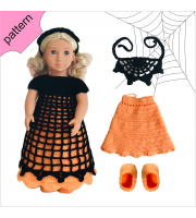 Halloween doll clothes patterns 18 inch Dress Shoes Headband pattern Orange Dress ''OLIVIA'