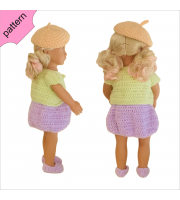 Crochet doll clothes pattern ''SCARLETT'' 18 inch Dress Shoes Hat Jacket pattern Lilac Dress 