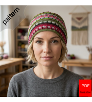 Crochet hat pattern for women, Colorful Hippie Hat pattern