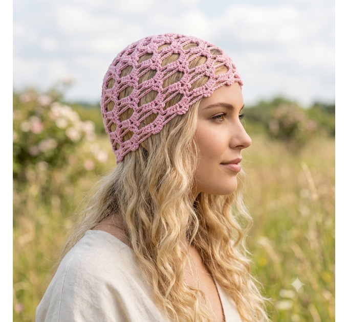 Sapphire Sky Lace Crochet Hat Pattern PDF | Womens Summer Beanie Crochet Pattern | Boho Openwork Mesh Hat