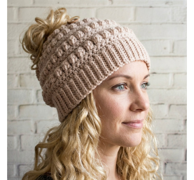 Crochet hat patterns womens hat pattern messy bun hat