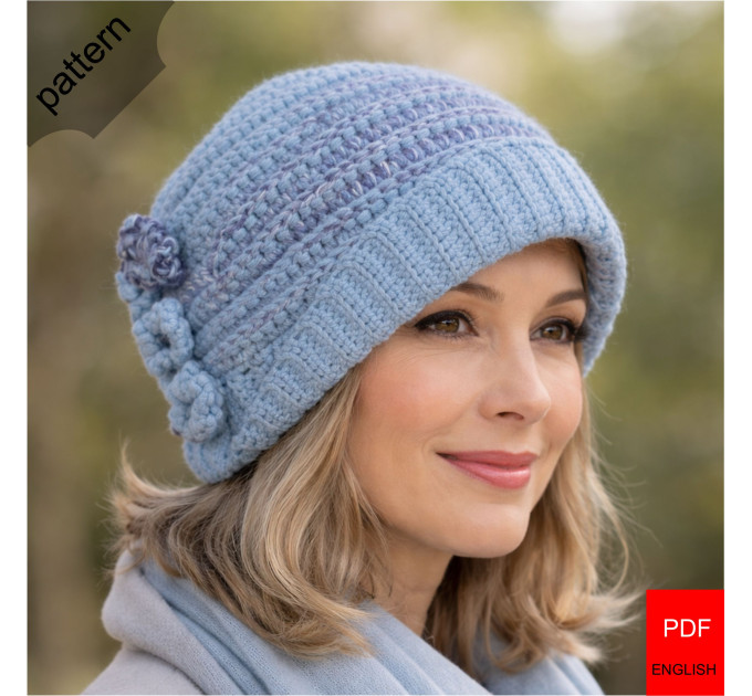 Crochet pattern women's cloche hat