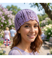 Lace Crown Beanie Crochet Pattern / Cottagecore Purple Summer Hat / Boho Chic Slouchy Bonnet Festival