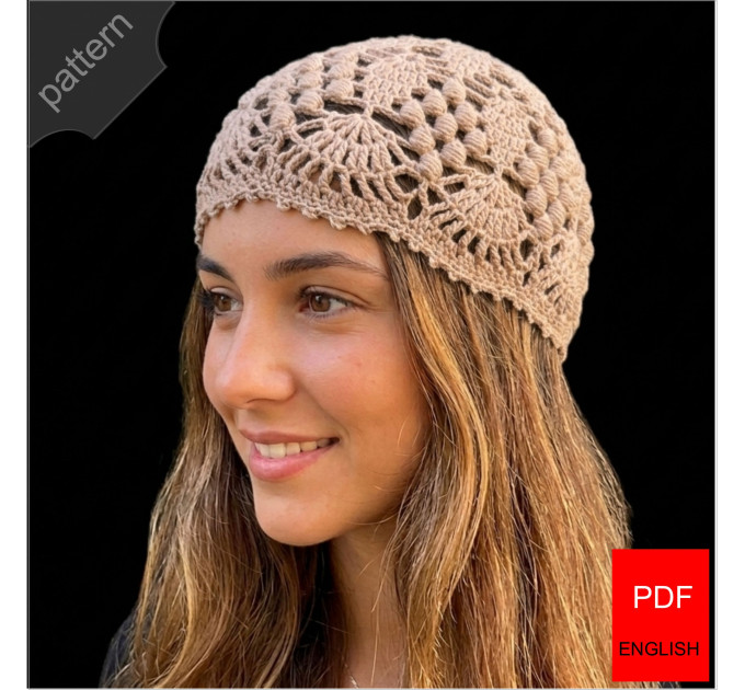 Lace Crown & Two-Tone Summer Beanie Crochet Pattern (PDF)