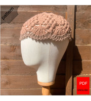 Lace Crown Crochet Beanie Pattern, Two-Tone Summer Skull Cap, Vintage Crochet Hat Pattern for Women, Textured Lace Skullcap PDF