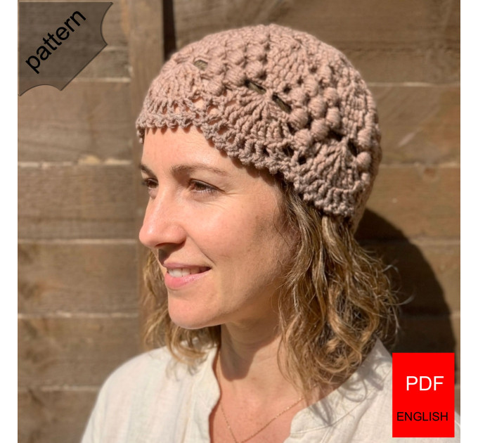 Lace Crown & Two-Tone Summer Beanie Crochet Pattern (PDF)