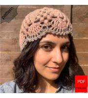 Lace Crown Crochet Beanie Pattern, Two-Tone Summer Skull Cap, Vintage Crochet Hat Pattern for Women, Textured Lace Skullcap PDF