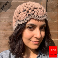 Lace Crown Crochet Beanie Pattern, Two-Tone Summer Skull Cap, Vintage Crochet Hat Pattern for Women, Textured Lace Skullcap PDF