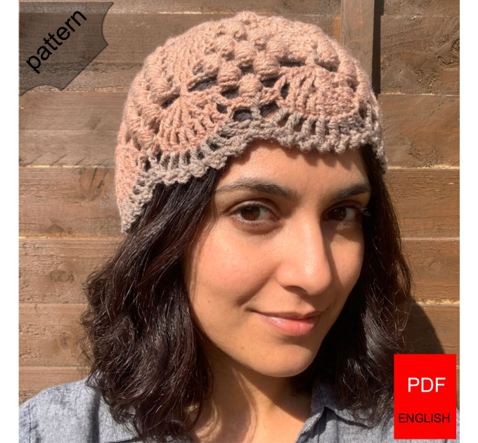 Lace Crown & Two-Tone Summer Beanie Crochet Pattern (PDF)