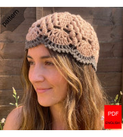 Lace Crown Crochet Beanie Pattern, Two-Tone Summer Skull Cap, Vintage Crochet Hat Pattern for Women, Textured Lace Skullcap PDF
