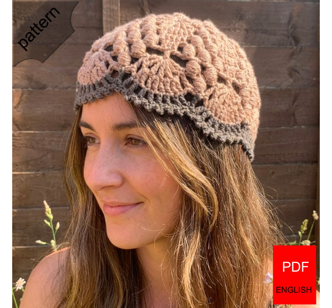 Lace Crown & Two-Tone Summer Beanie Crochet Pattern (PDF)