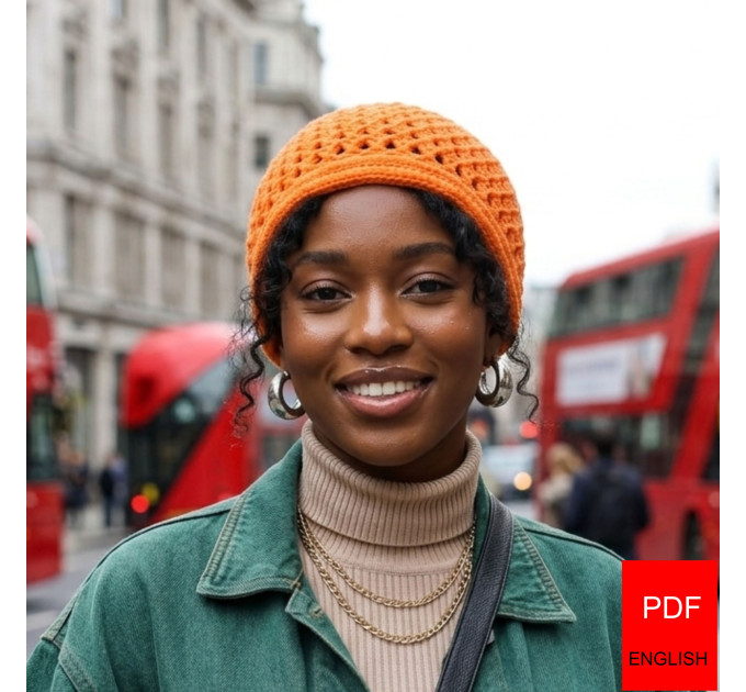 Pumpkin Spice Mesh Beanie Crochet Pattern Unisex PDF