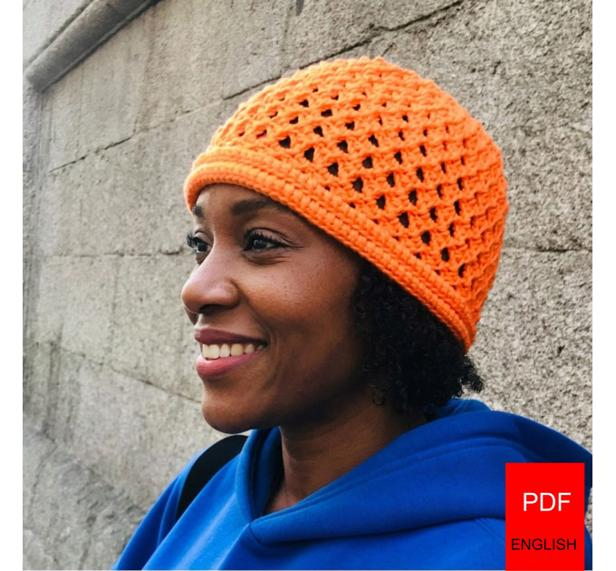 Pumpkin Spice Mesh Beanie Crochet Pattern Unisex PDF
