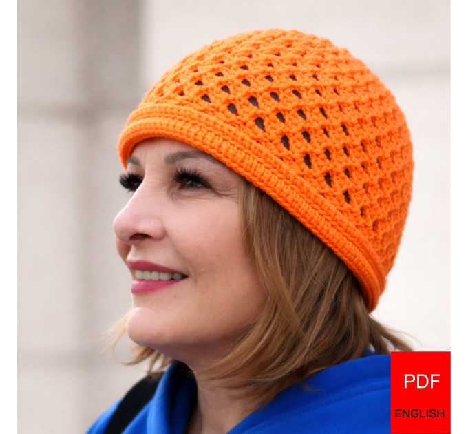 Pumpkin Spice Mesh Beanie Crochet Pattern Unisex PDF