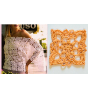 crochet bell sleeves top PATTERN size S-M-L-XL