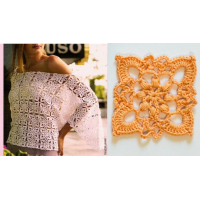 crochet bell sleeves top PATTERN size S-M-L-XL